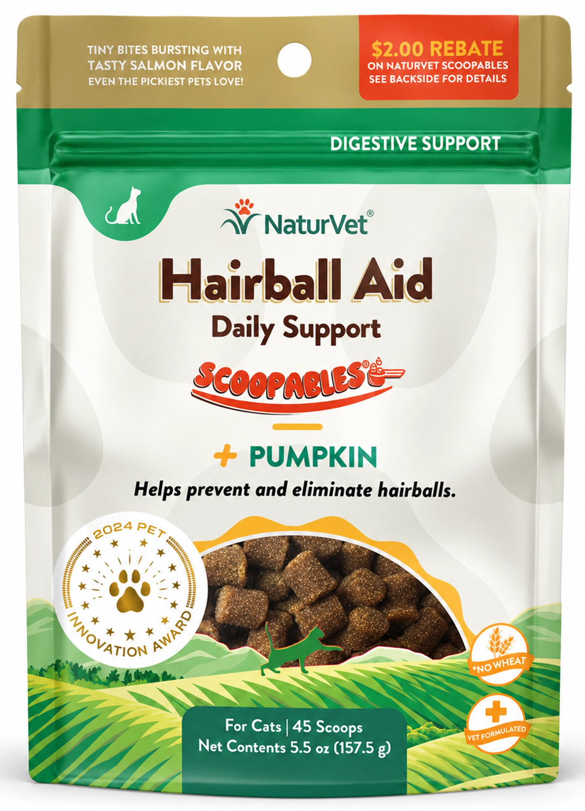 Front of NaturVet Scoopables Hairball Aid for Cats 5.5-oz