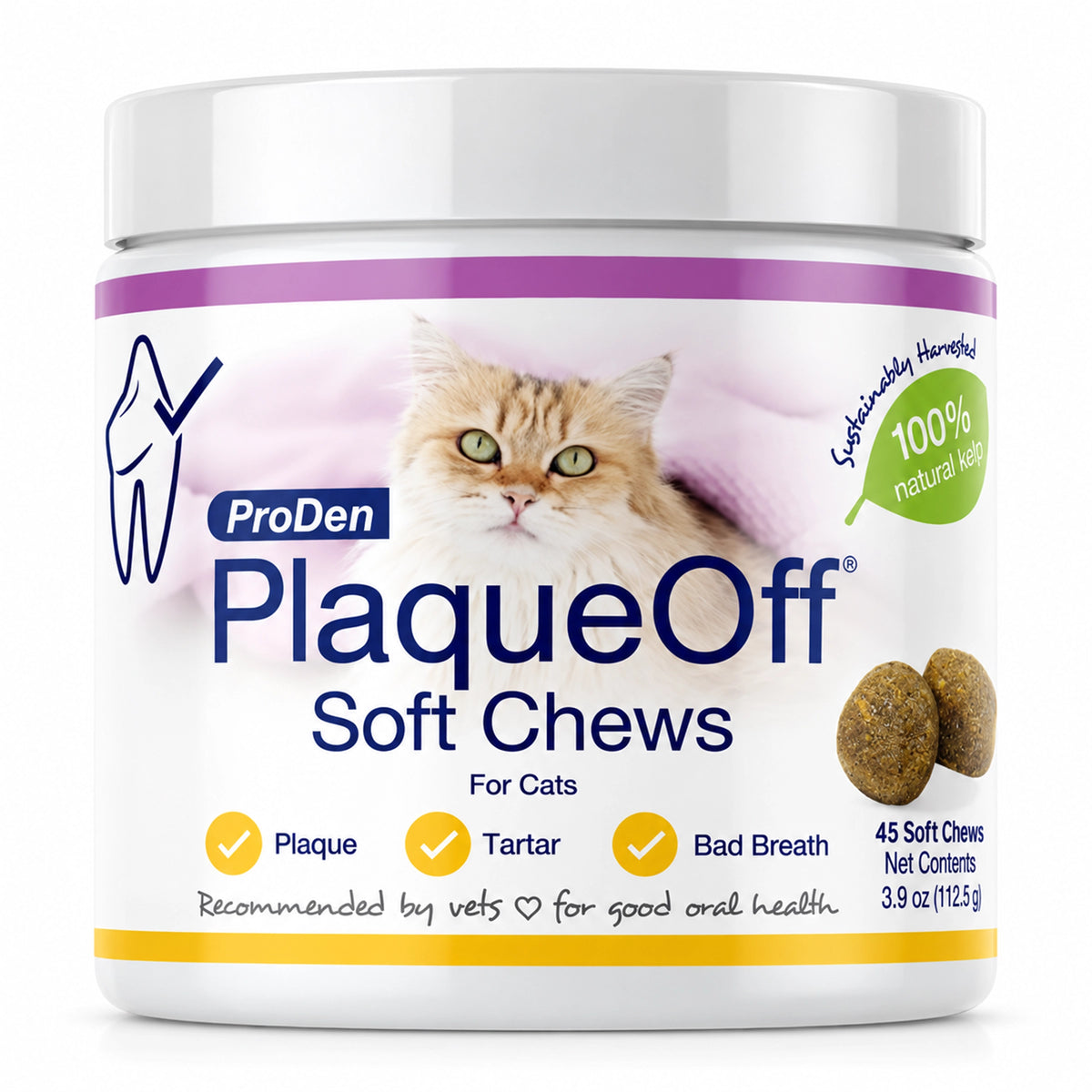 Front of NaturVet Proden PlaqueOff Soft Chews for Cats 45 Count 3.9-oz