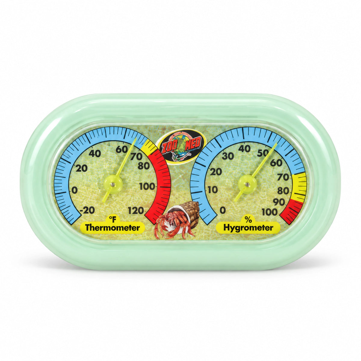 Front of Zoo Med Hermit Crab Dual Thermometer Humidity Gauge Assorted
