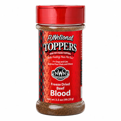 Front of Northwest Naturals Functional Freeze Dried Dog & Cat Food Topper Beef Blood 3.5-oz
