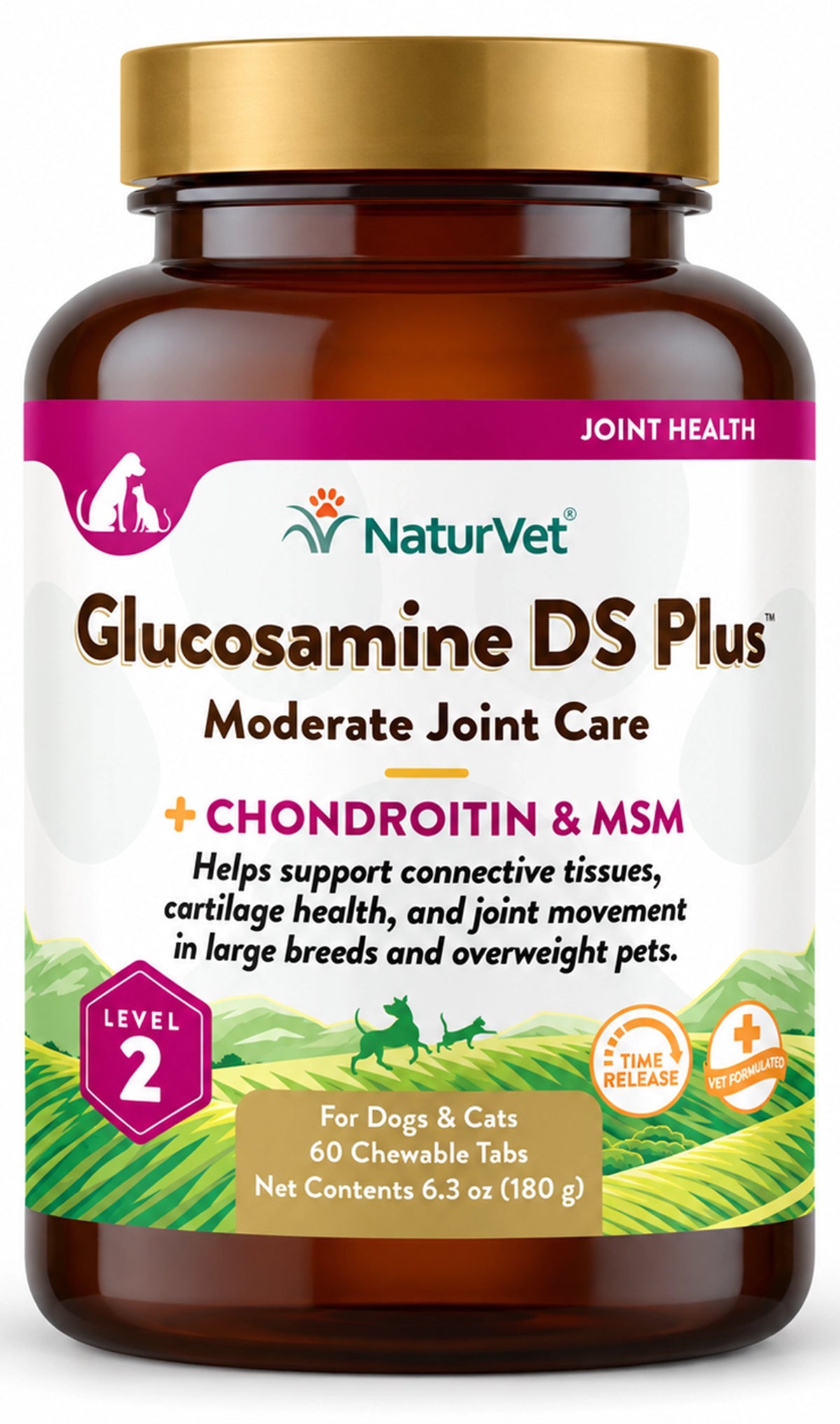Front of NaturVet Glucosamine-DS Plus Level 2 Time Release Tablets for Dogs & Cats 60 Count 6.3-oz