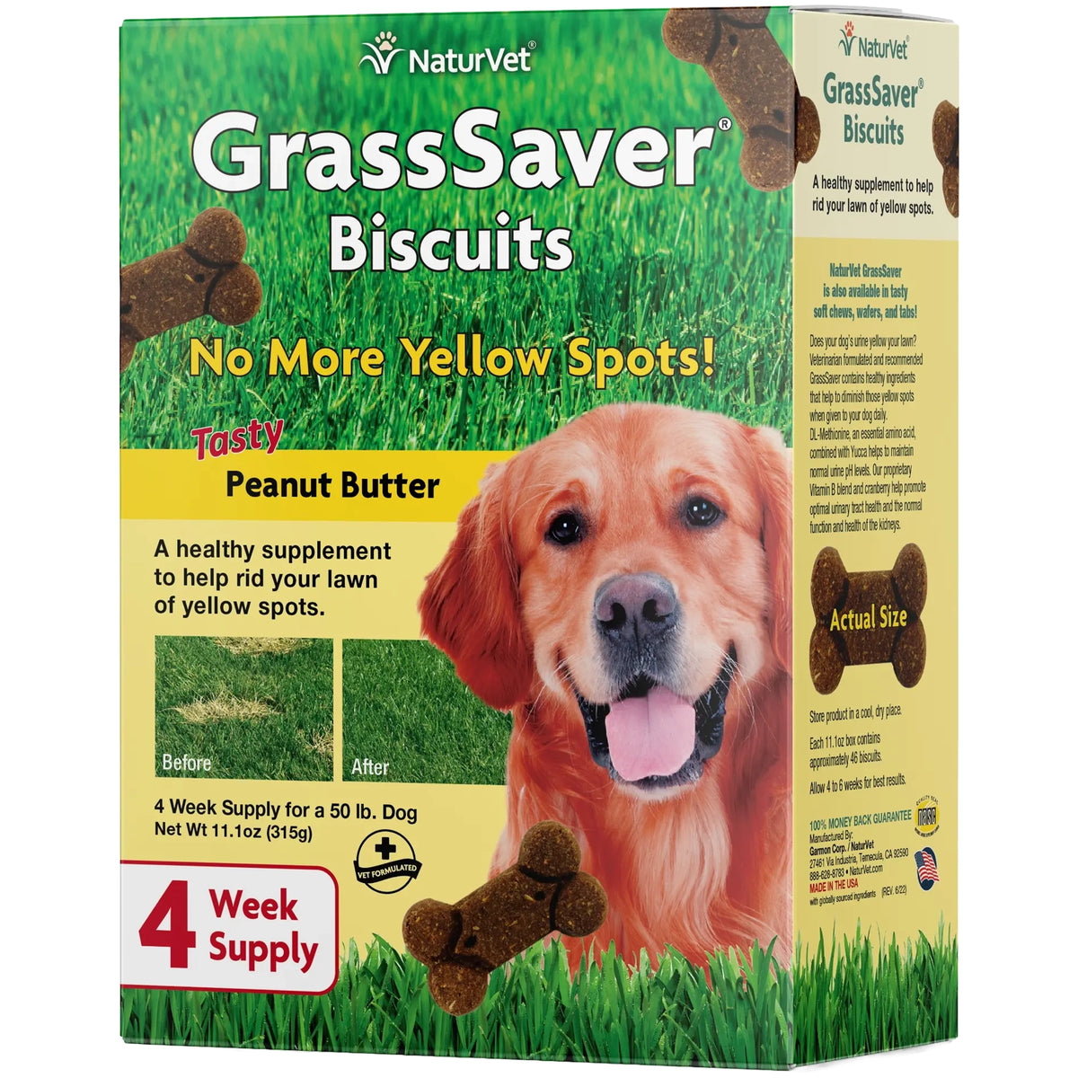Front of NaturVet GrassSaver Dog Biscuits Peanut Butter 11.1-oz
