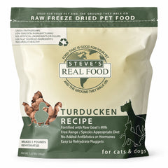 Steve's Real Food Freeze-Dried Nuggets Raw Dog & Cat Food Turducken Recipe 1.25-lb