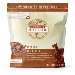 Steve's Real Food Freeze-Dried Nuggets Raw Dog & Cat Food Pork Recipe 1.25-lb