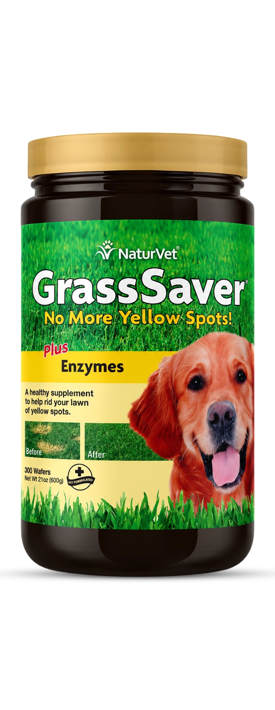 Front of NaturVet GrassSaver Dogs Chewable Wafers 300 Count 21-oz