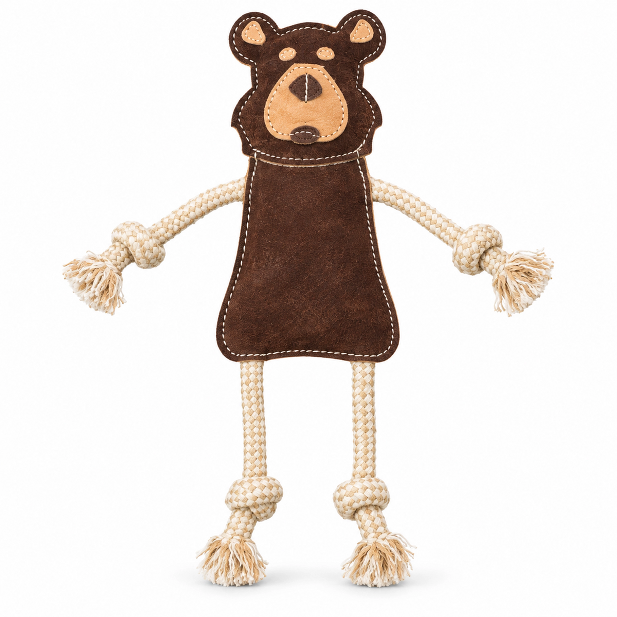 Front 2 of Spot Dura-Fused Leather Forest Dog Toy Assorted Brown & Tan 14-in