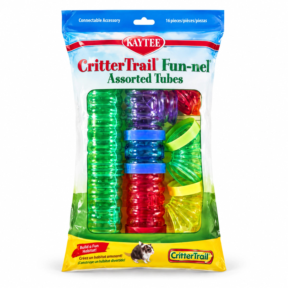 Front of Kaytee CritterTrail Fun-nels Value Pack Assorted Tubes 16 Count