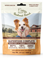 Badlands Ranch Superfood Complete Air-Dried Dog Food Wild Fish & Turkey 24-oz