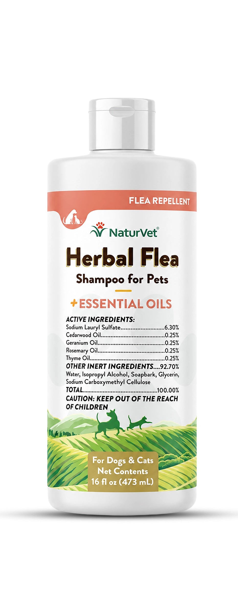 Front of NaturVet Herbal Flea Shampoo w/Essential Oils for Dogs & Cats 16-oz