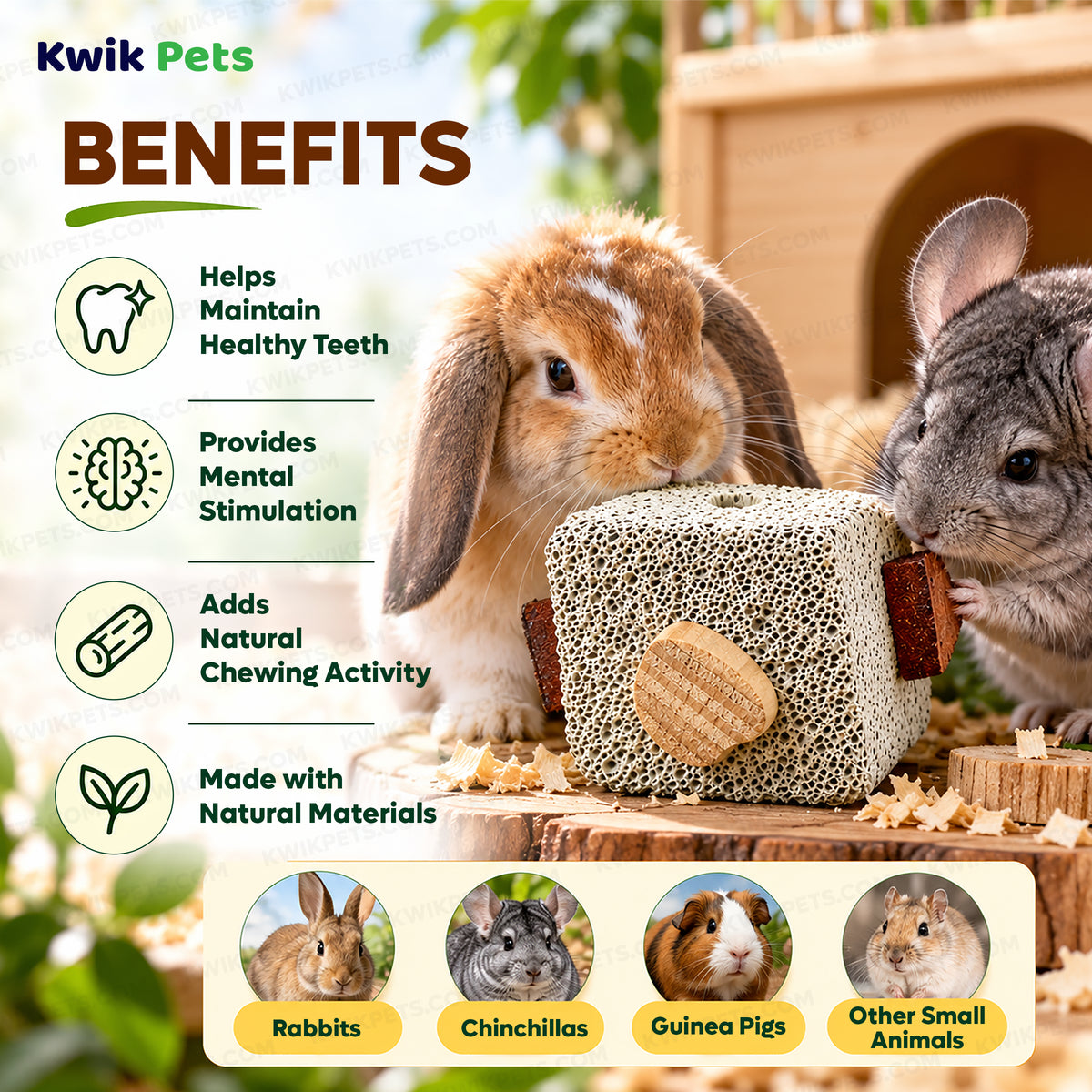 Benefits of Kaytee Lava Block with Wood Chews for Small Animals 2.5 in X 2.5 in X 5 in