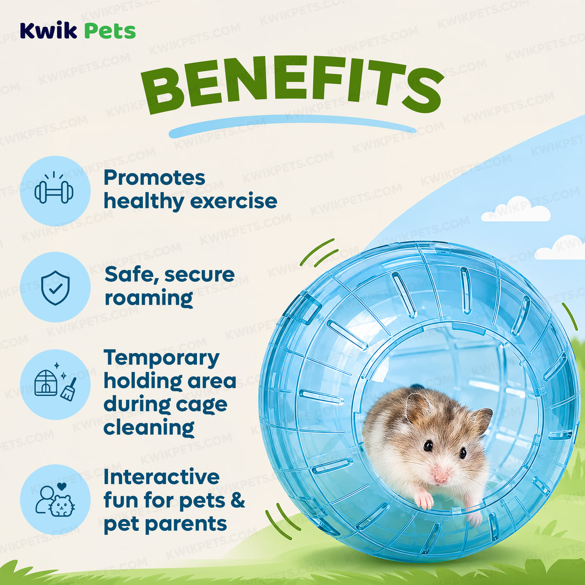 Benefits of Kaytee Run-About Small Animal Mini Exercise Ball Rainbow 5-in