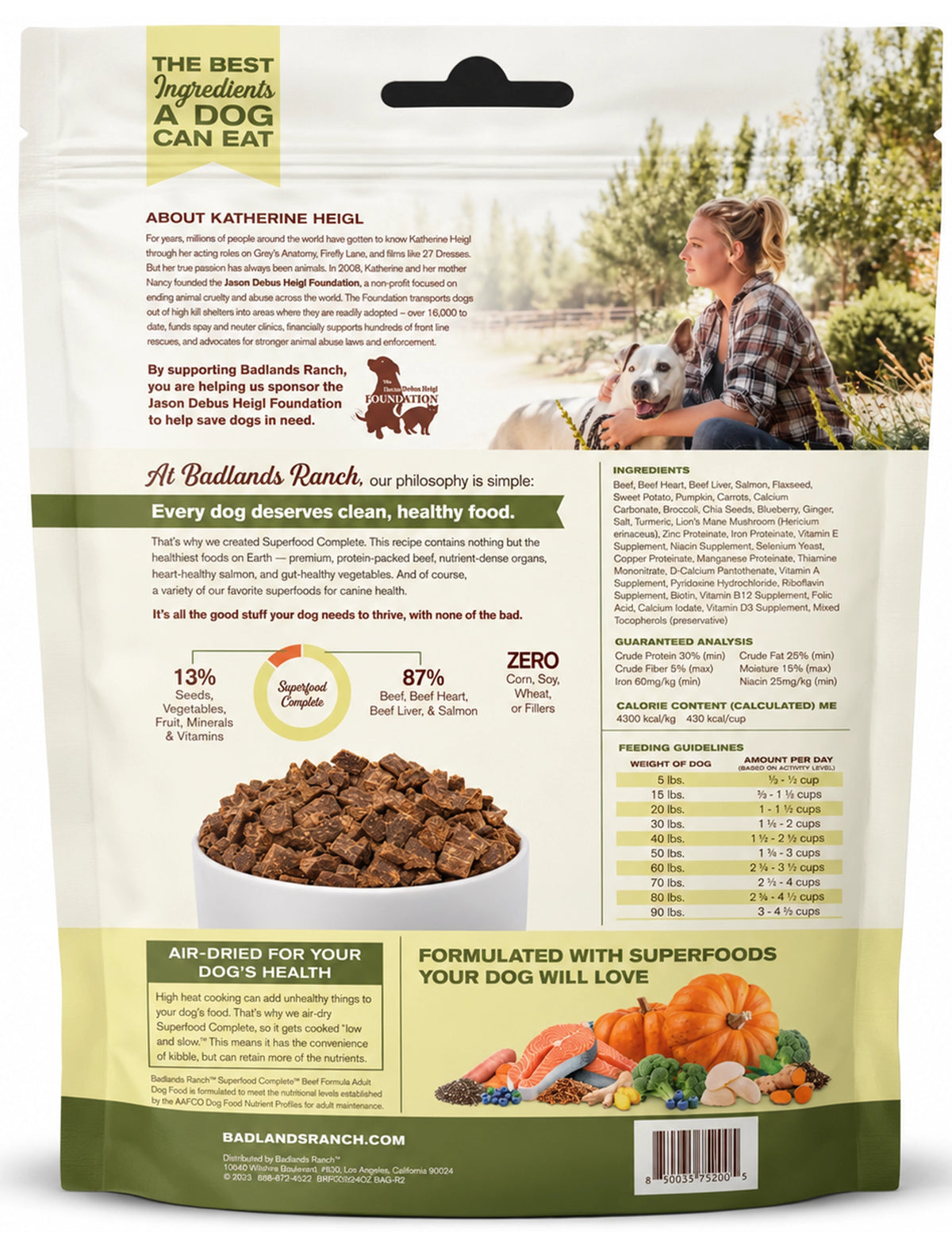 Back of Badlands Ranch Superfood Complete Air-Dried Dog Food Beef 64-oz