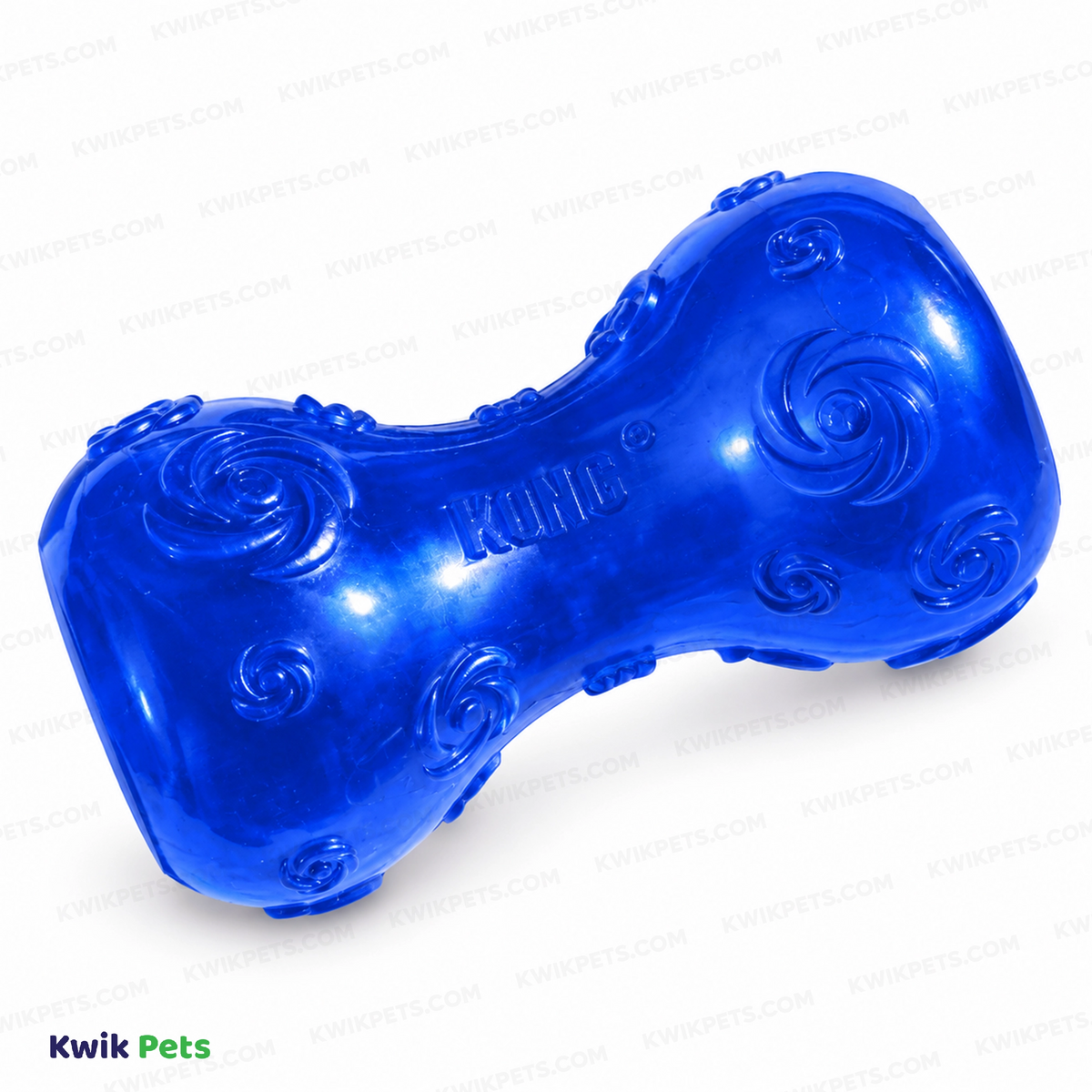 Front 2 of KONG Squeezz Dumbbell Dog Toy Assorted Small