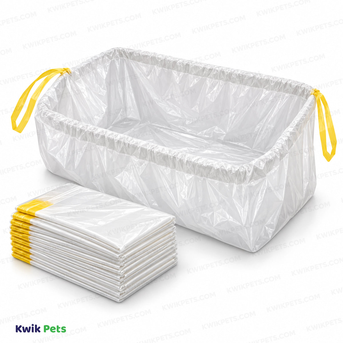 Front 3 of Van Ness Plastics Drawstring Cat Pan Liner Assorted Extra-Giant 15 Count