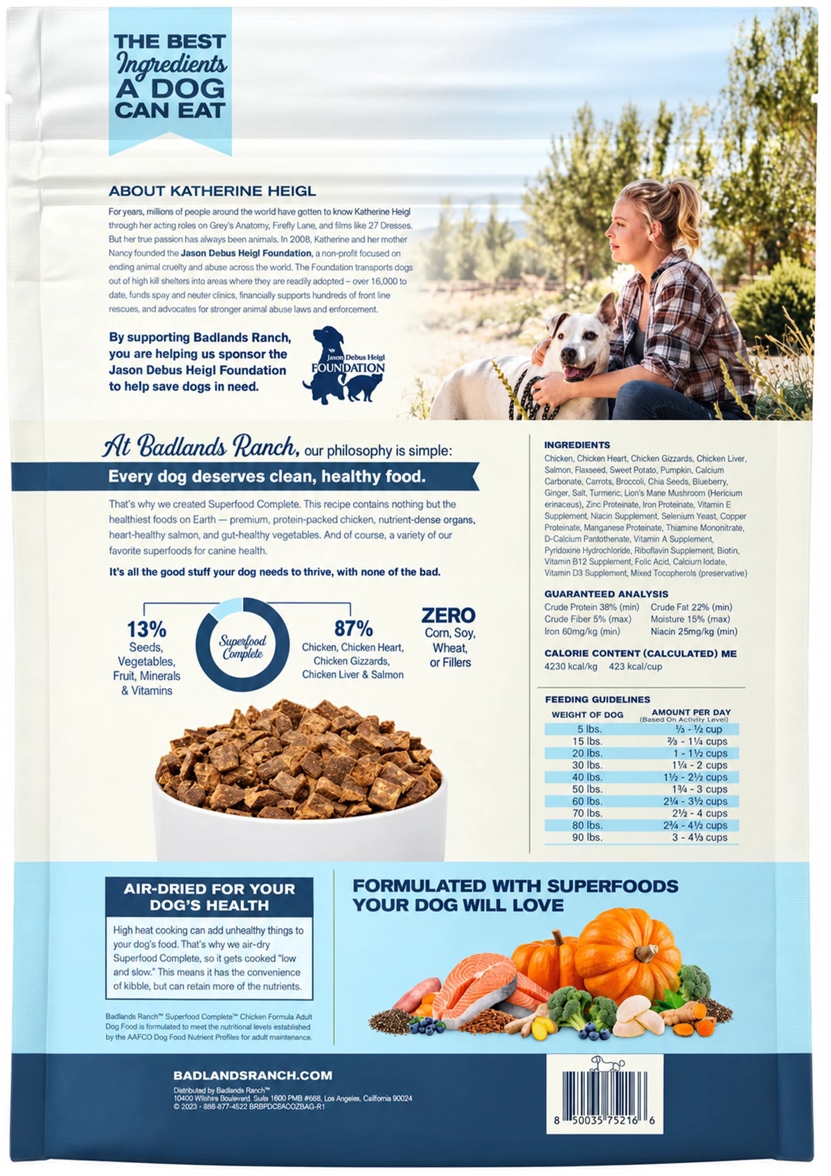 Back of Badlands Ranch Superfood Complete Air-Dried Dog Food Chicken 64-oz