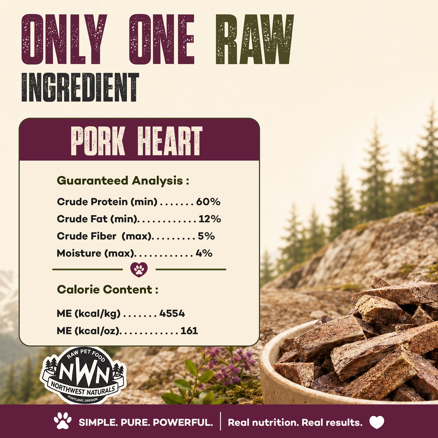 Ingredients info of Northwest Naturals Raw Rewards Freeze Dried Dog & Cat Treats Pork Heart 3-oz