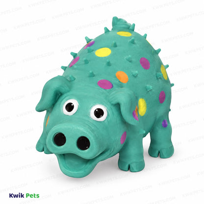 Front 2 of Multipet Globlets Latex Squeaky Pig Dog Toy Assorted 8.25-in