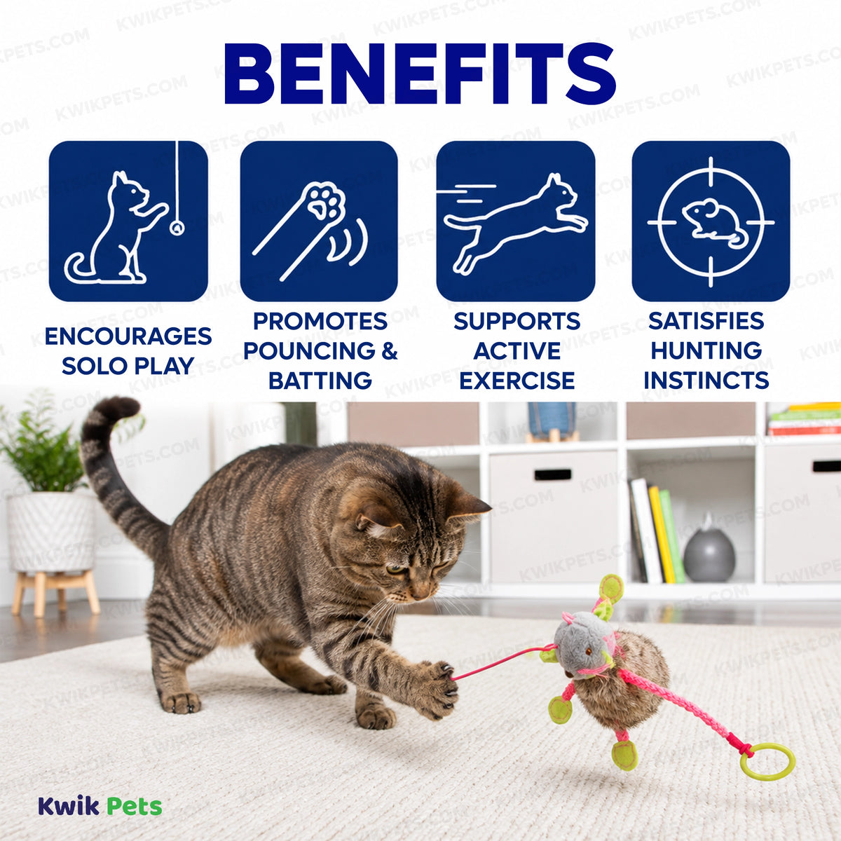 Benefits of SmartyKat Bouncy Mouse Bungee Plush Catnip Cat Toy Assorted