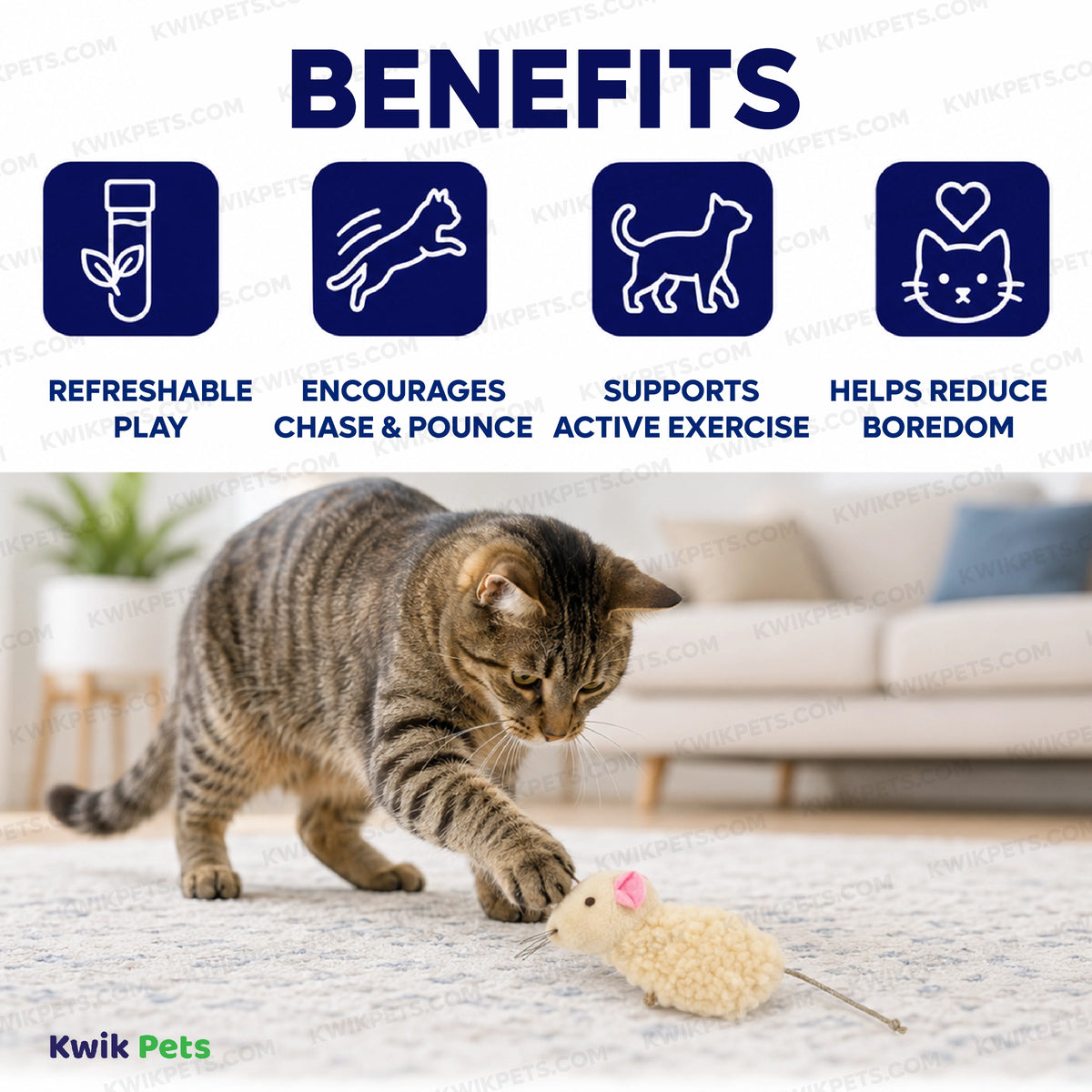 Benefits of SmartyKat Madcap Mouse Refillable with Catnip Tube Cat Toy Assorted