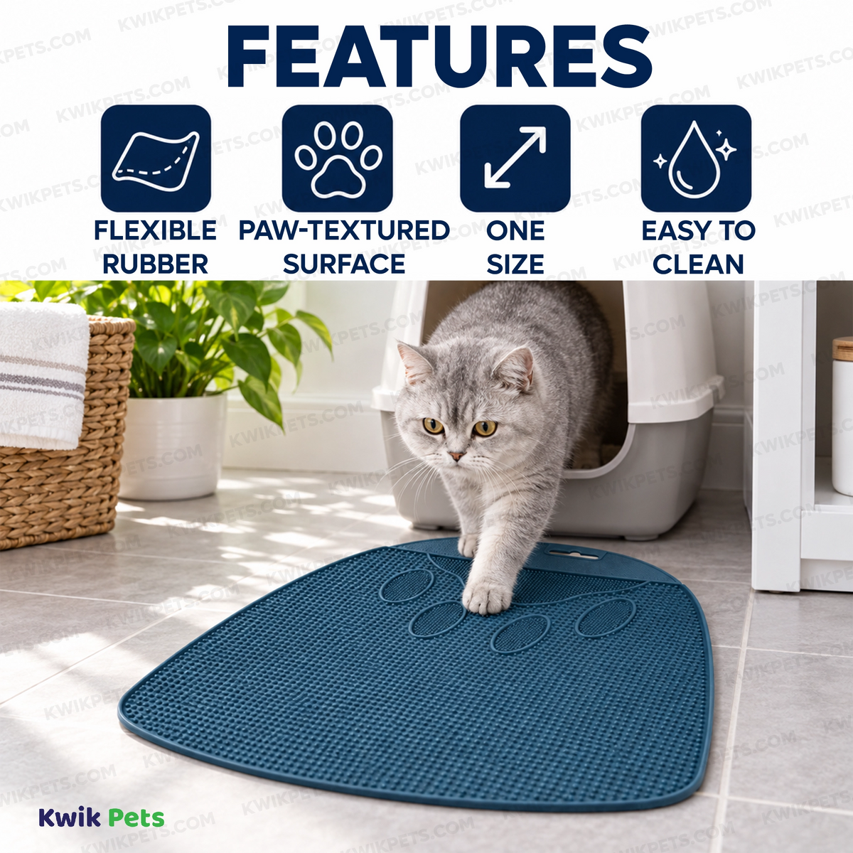Features of Petmate Flexible Cat Litter Mat Assorted One Size