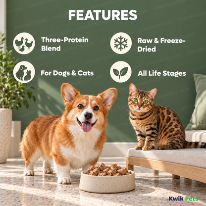 Features of Steve's Real Food Freeze-Dried Nuggets Raw Dog & Cat Food Turducken Recipe 1.25-lb
