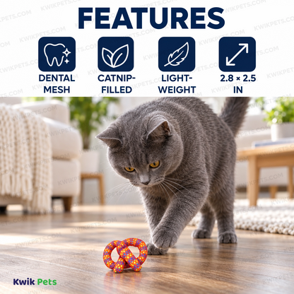 Features of Petstages Catnip Plaque Away Pretzel Dental Cat Toy Assorted One Size