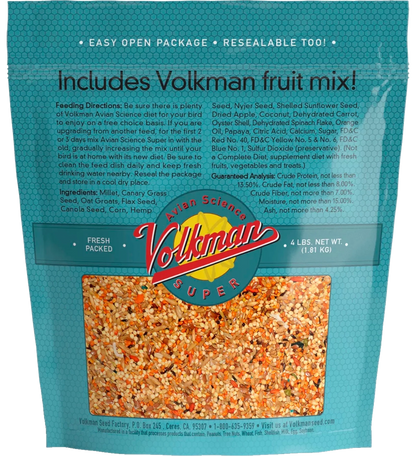 Volkman Seed Company Avian Science Super Parakeet Bird Treat 4-lb, Kwik Pets