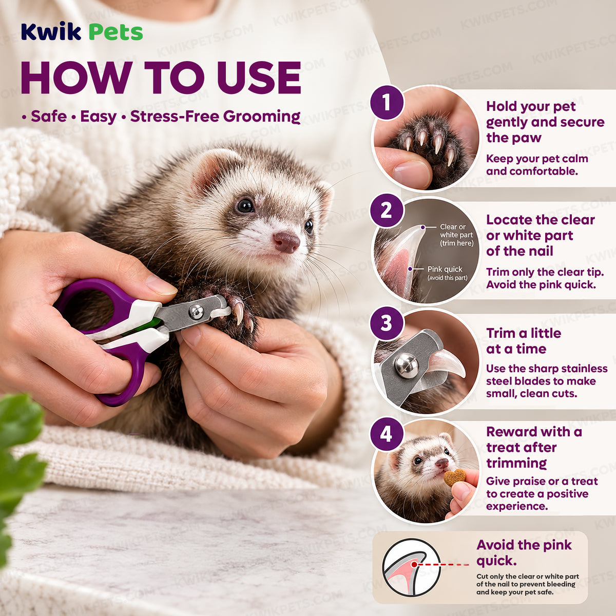 How to use of Kaytee Pro-Nail Trimmer for Small Animals Purple