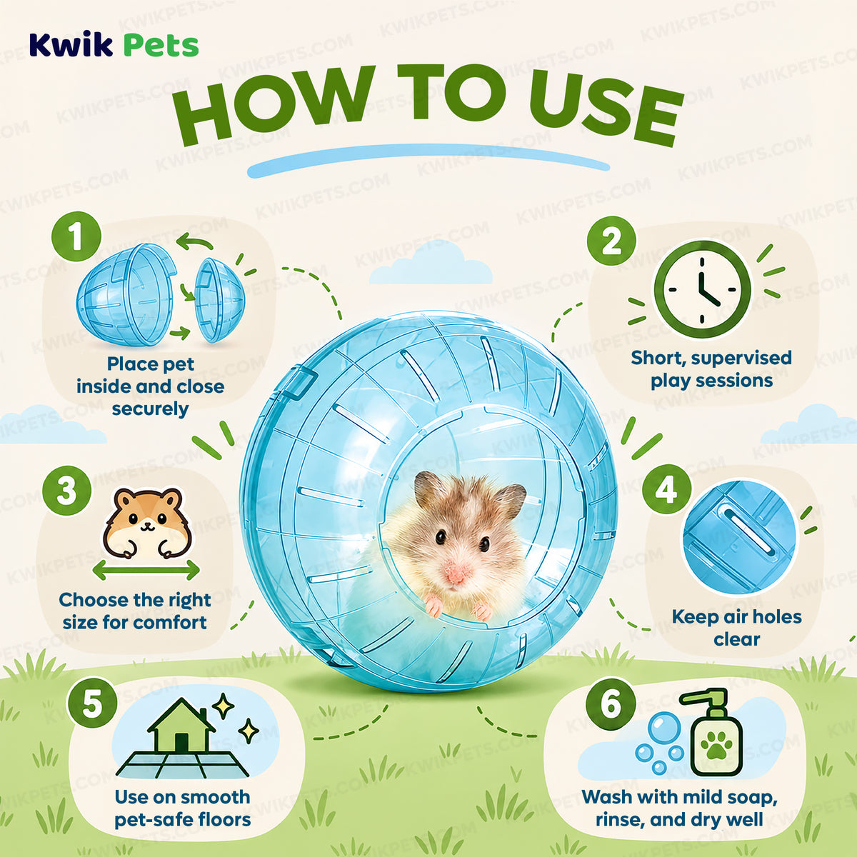 How to use of Kaytee Run-About Small Animal Mini Exercise Ball Rainbow 5-in