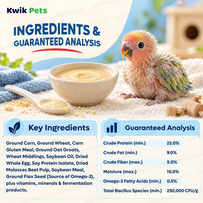  Ingredients info & Guaranteed Analysis of Kaytee Exact Handfeeding Formula for Baby Birds 18-oz