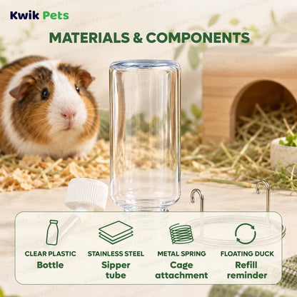 Materials & components of Kaytee Clear Water Bottle for Small Pets 32-oz