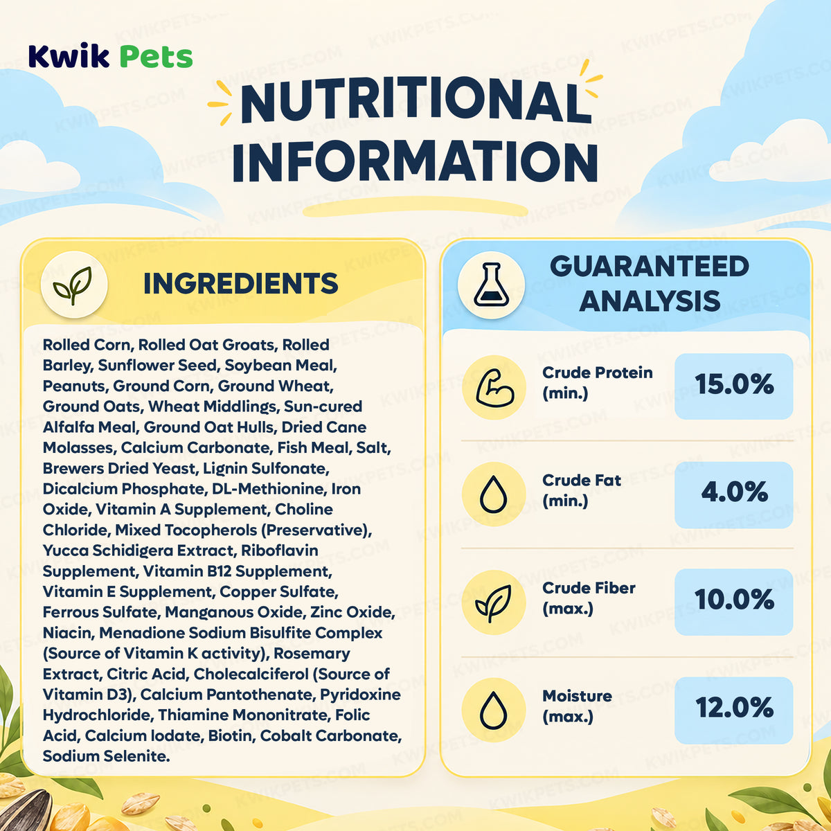 Nutritional info of Kaytee Supreme Hamster & Gerbil Food 2-lb