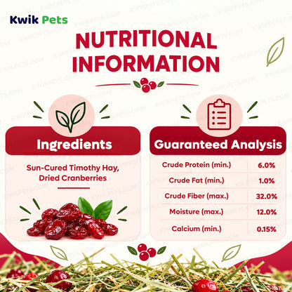 Nutritional info of Kaytee Timothy Hay Plus Cranberries for Small Animals 24-oz