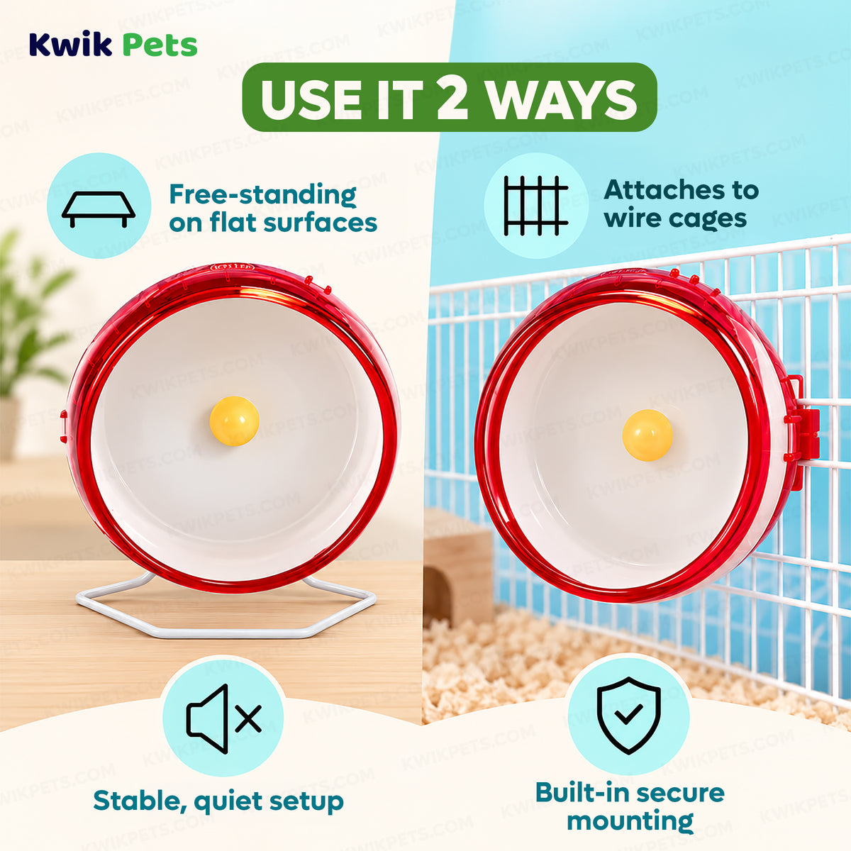 Use it 2 way of Kaytee Silent Spinner Wheel for Small Animals Clear Regular 6.5-in