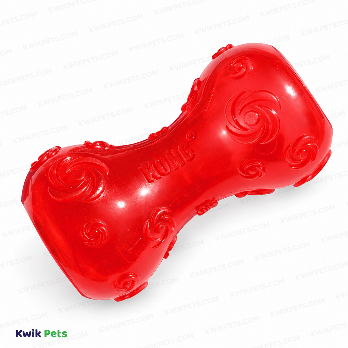 Front 3 of KONG Squeezz Dumbbell Dog Toy Assorted Large