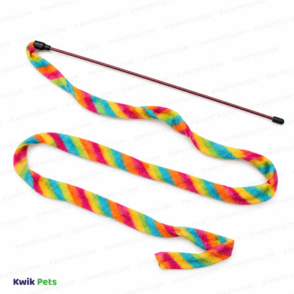 Front 3 of Ethical Pet Cat Prancer Fleece Frenzy Wand Cat Toy Assorted One Size