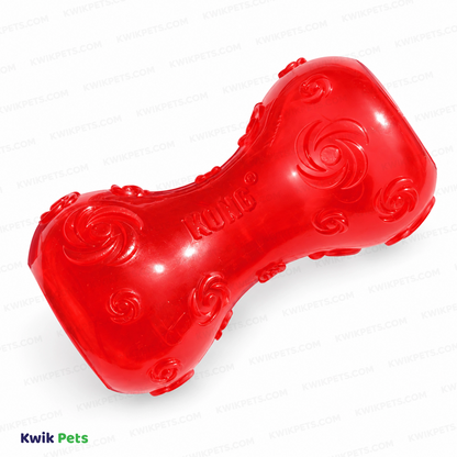 Front 3 of KONG Squeezz Dumbbell Dog Toy Assorted Small