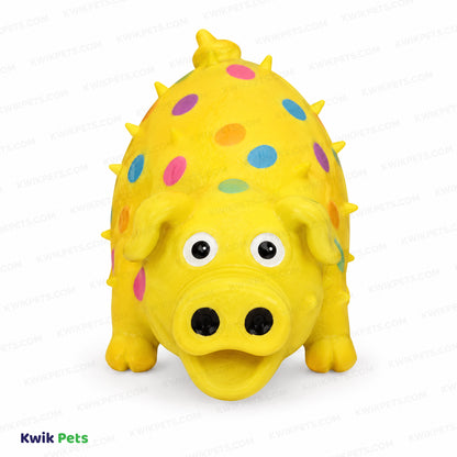 Front 3 of Multipet Globlets Latex Squeaky Pig Dog Toy Assorted 4-in