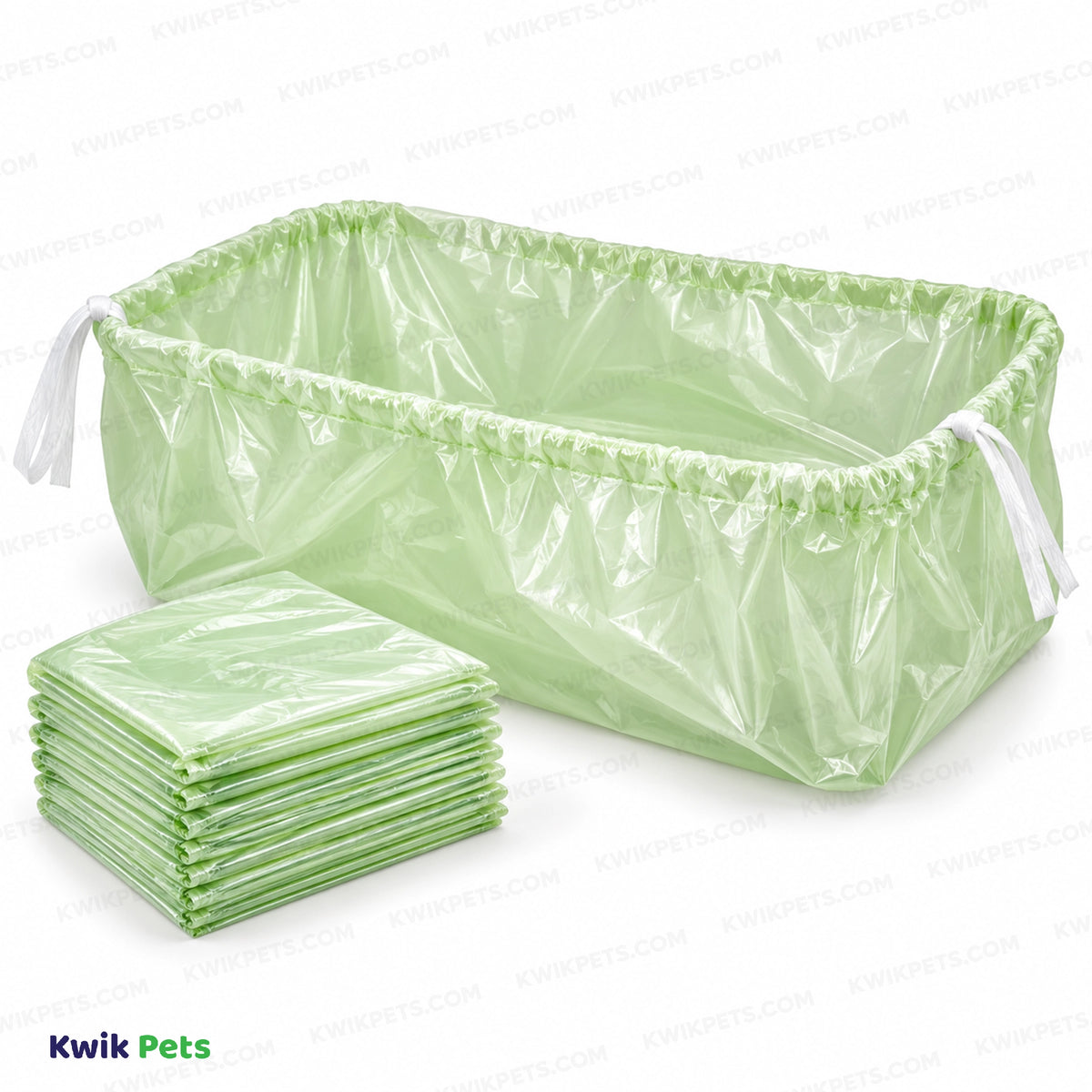 Front 2 of Van Ness Plastics Drawstring Cat Pan Liner Assorted Large 20 Count