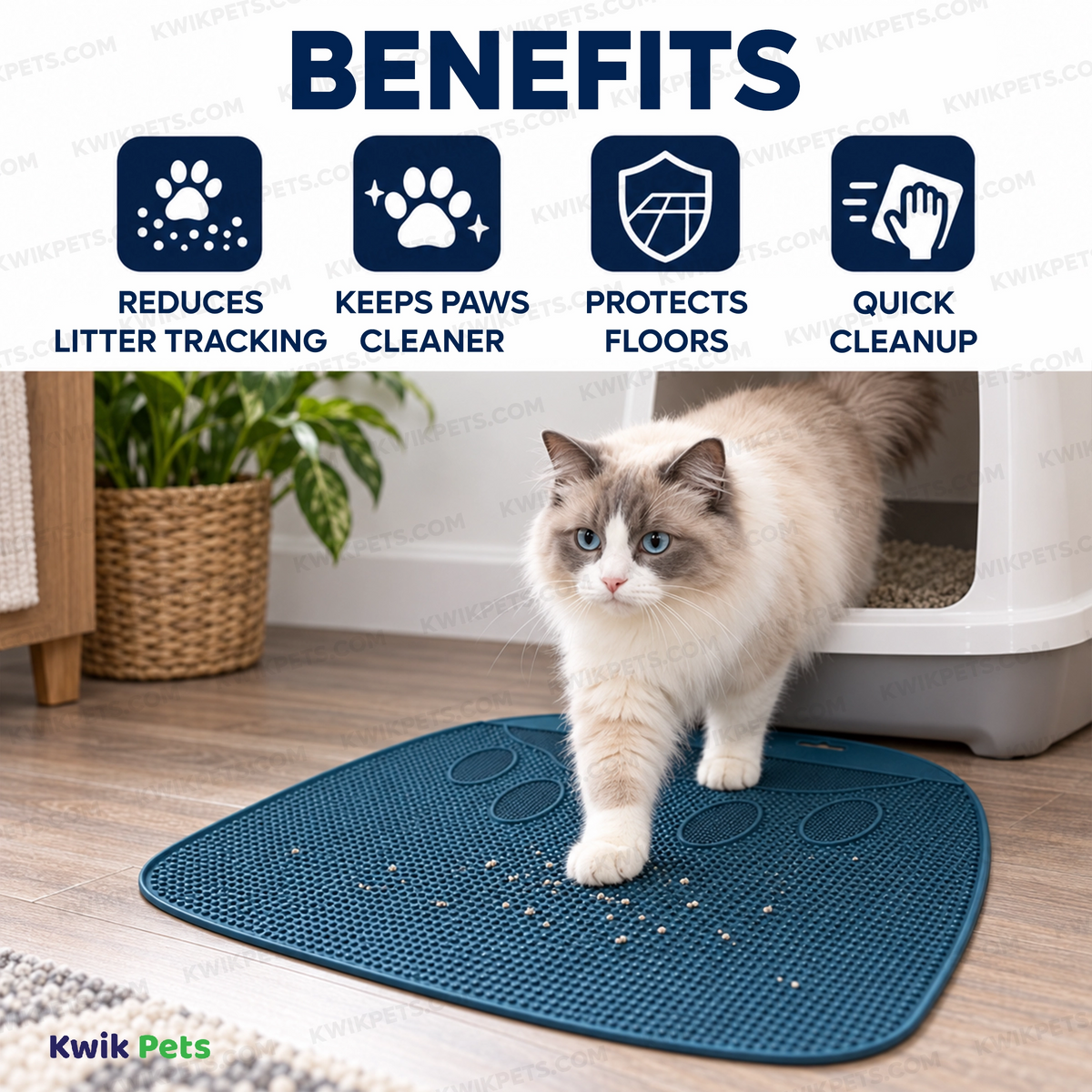 Benefits of Petmate Flexible Cat Litter Mat Assorted One Size