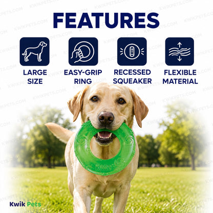 Features of KONG Squeezz Ring Dog Toy Assorted Large