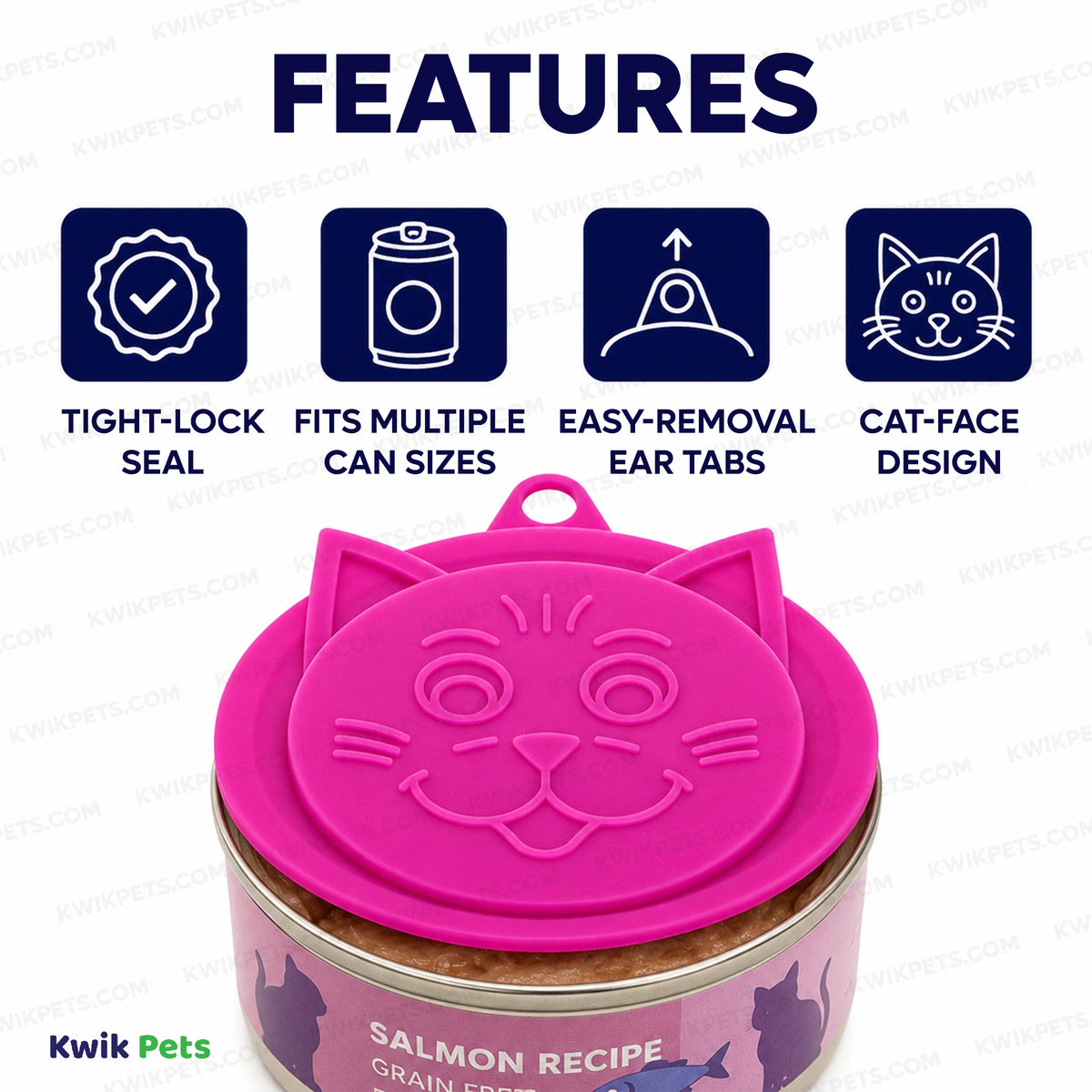 Features of Petmate Kitty Kaps Pet Food Can Topper Clipstrip Display Assorted One Size