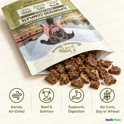 Features of Badlands Ranch Superfood Complete Air-Dried Dog Food Beef 64-oz
