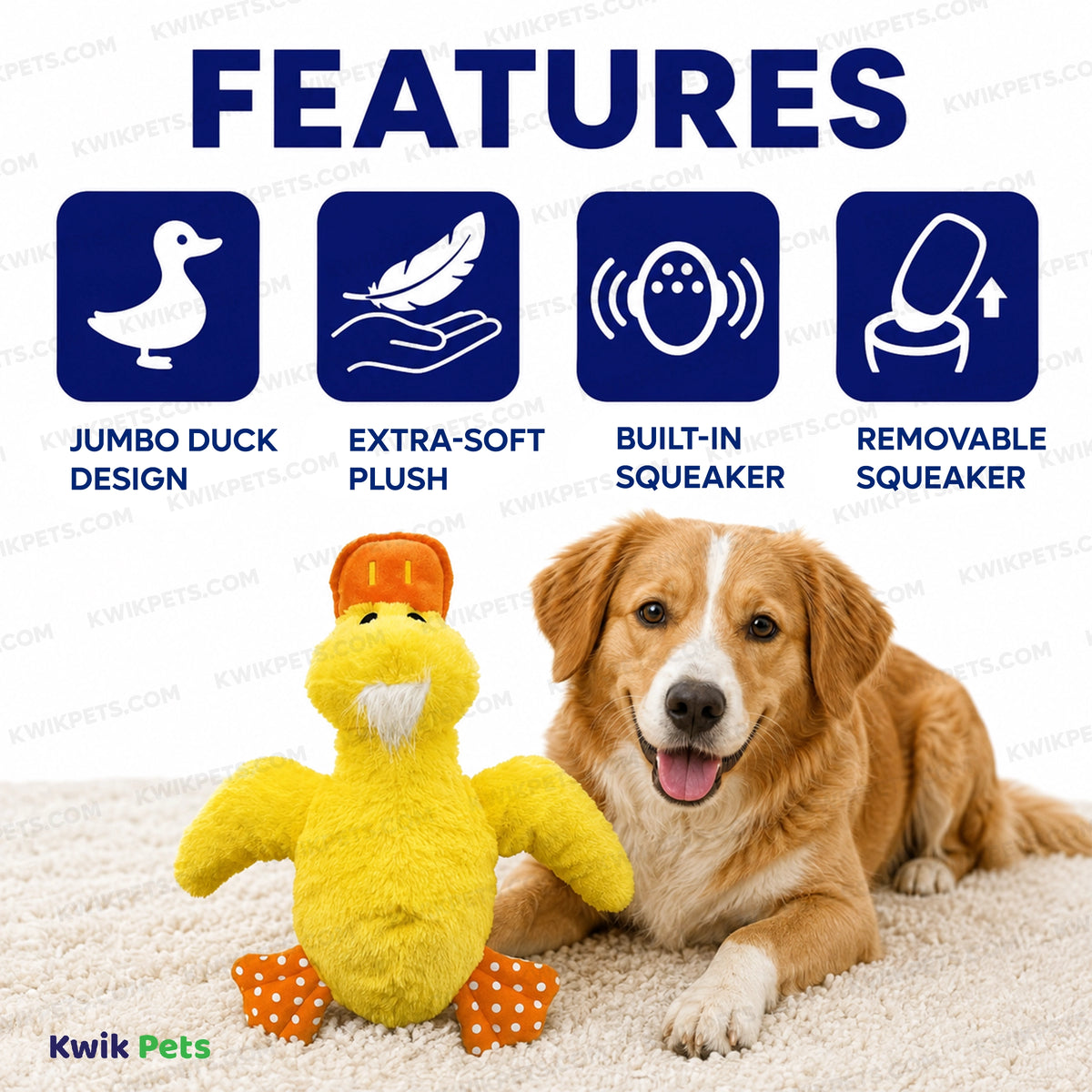 Features of KONG Comfort Duck Jumbo Dog Toy Assorted XL