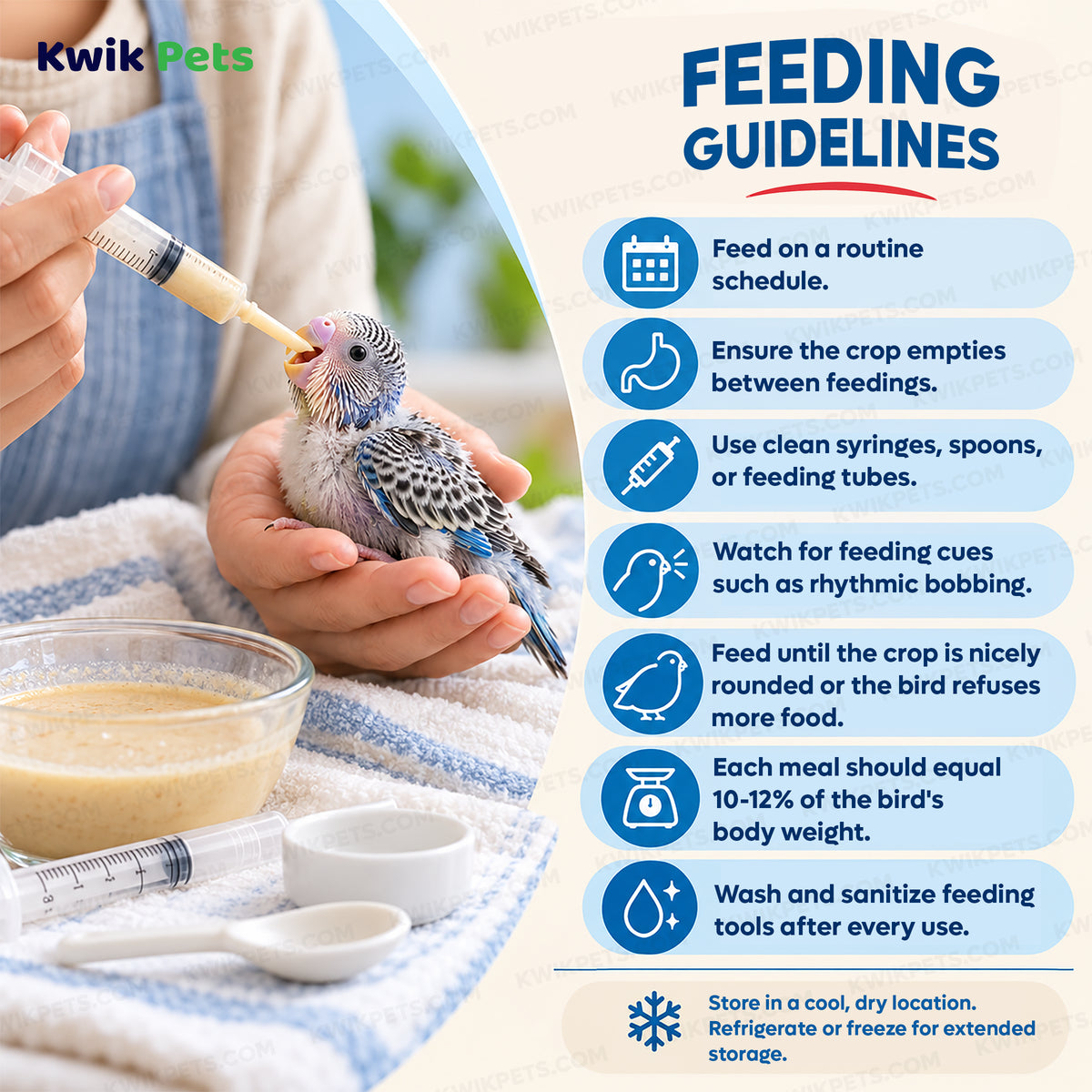 Feeding Guide Lines of Kaytee Exact Handfeeding Formula for Baby Birds 18-oz