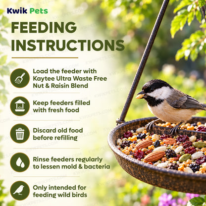Feeding Guide Lines of Kaytee Ultra Waste Free Nut & Raisin Blend Wild Bird Food 5-lb