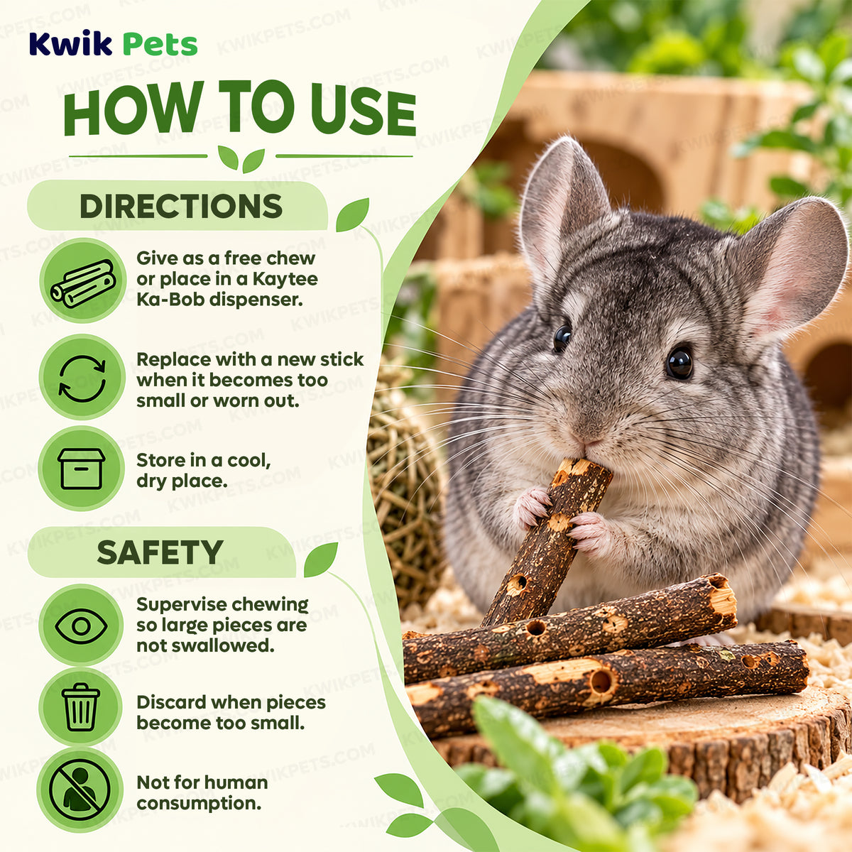 Feeding Guide Lines of Kaytee Apple Orchard Sticks for Small Animals 10 Count