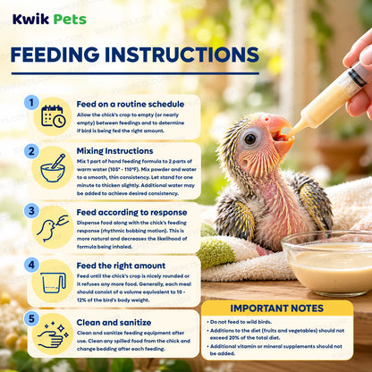 Feeding Guide Lines of Kaytee Exact Handfeeding Formula for Baby Birds 7.5-oz