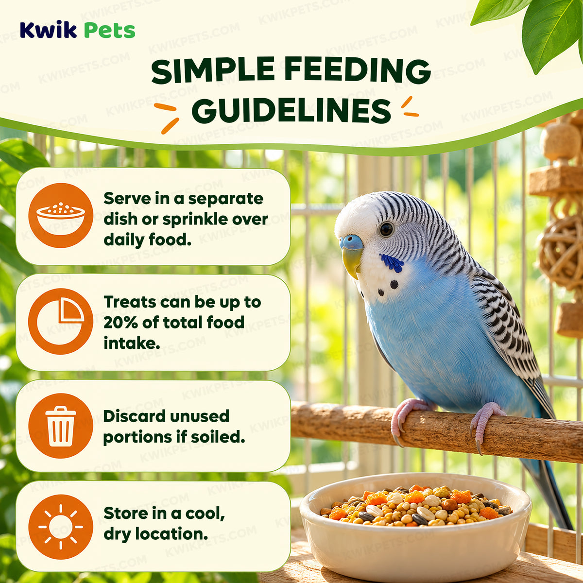 Feeding Guide Lines of Kaytee Orange Flavored Parakeet Bird Treat 10-oz