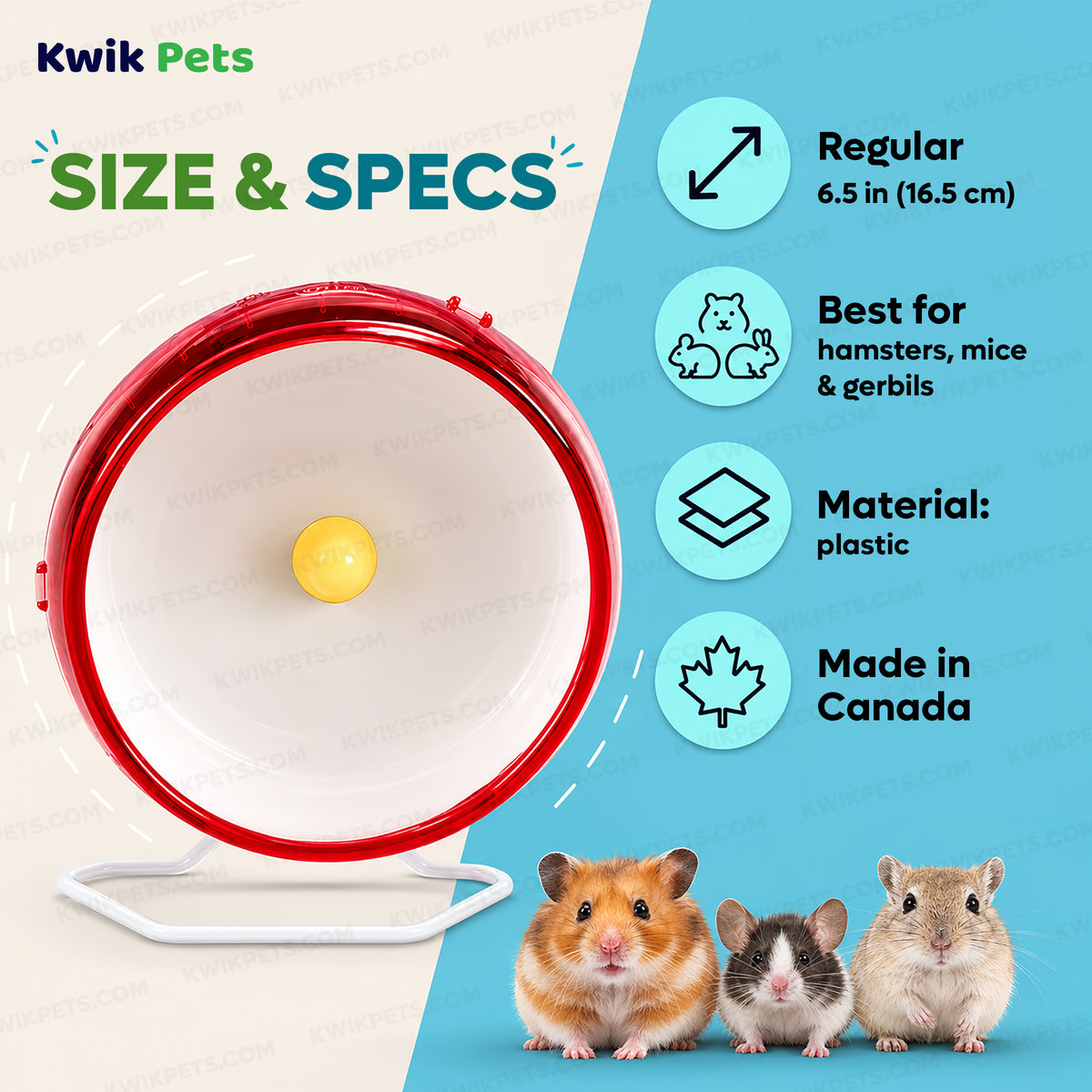 Size & specs of Kaytee Silent Spinner Wheel for Small Animals Clear Regular 6.5-in